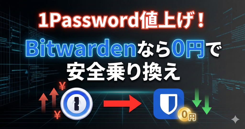 1Password 値上げ対策！支出を 0 円に抑えて安全を守る「Bitwarden」への納得の乗り換え術