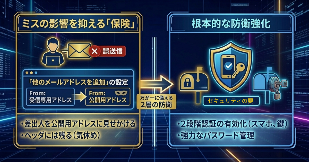 保険として「受信専用メールアドレス」に「他のメールアドレスを追加」しておく